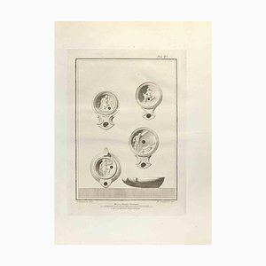 Ferdinando Campana, Oil Lamps with Fighting Soldiers, Etching, 18th Century