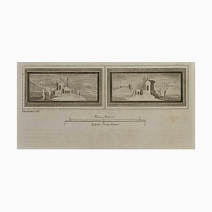 Francesco Casanova, Roman Temple And Villa Fresco, Etching, 18th Century