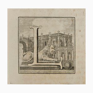 Luigi Vanvitelli, Letter of the Alphabet L, Etching, 18th Century