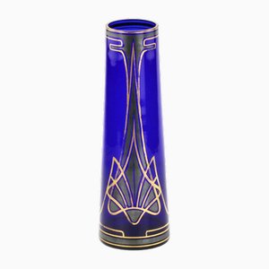 Art Nouveau Cobalt Conical Glass Vase