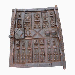 African Wooden Window Hand Carved Wood Panel, 1940s