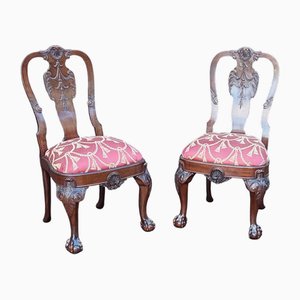 Chaises d'Appoint Queen Anne en Acajou, Fin 19ème Siècle, Set de 2