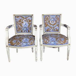 Gustavian Armchairs with Toile De Jouy Upholstery, Set of 2