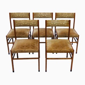 Vintage Italian Dining Chairs in Velvet by Gio Ponti, 1960s, Set of 5