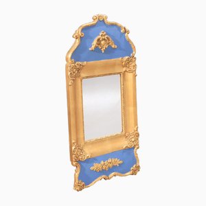 Blauer Vintage Holzspiegel