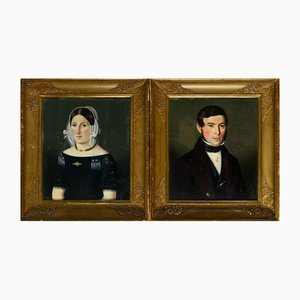 Portraits, 1800er, Ölgemälde, Gerahmt, 2er Set
