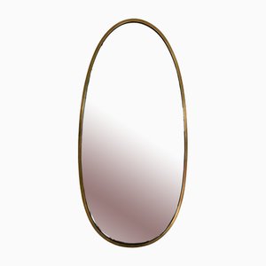 Italian Brass Free Form Egg-Shaped Mirror, 1950s
