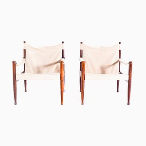 Danish Safari Chairs by Erik Wørts for Niels Eilersen, 1960s, Set of 2