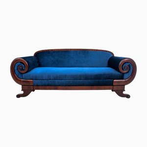 Blaues Biedermeier Sofa, Skandinavien, 1870er