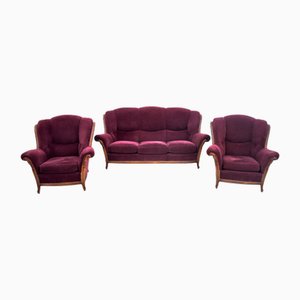 Sofa and Armchairs, 1950s, Set of 3
