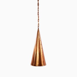 Danish Hand-Hammered Copper Hanging Lamp by E.S Horn Aalestrup, 1950s