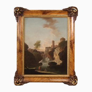 Italienischer Künstler, Große Landschaft, 1780, Öl auf Leinwand, Gerahmt