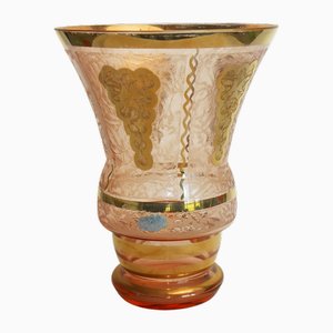 Dentelle Vase in Rosa & Gold von Boom, 1930er
