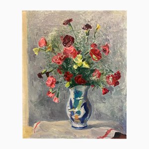 Waly, Blumenstrauß, 1950er, Öl auf Leinwand