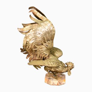 Large French Cockerel Rooster in Brass, 1950s