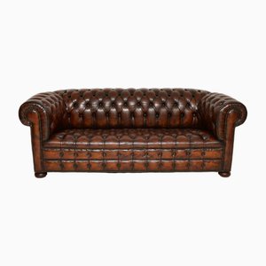 Vintage Deep Buttoned Leather Chesterfield Sofa, 1930s