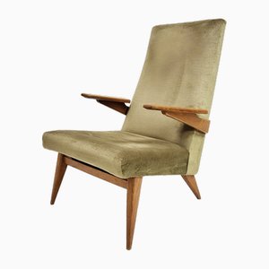 Mid-Century Stuhl aus Holz & Samt für Parker Knoll, 1950er