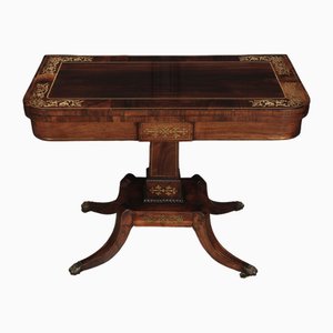 Inlaid Card Table in Rosewood and Brass