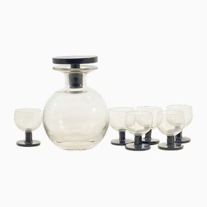 Liquer Decanter with Glasses from W.J. Rozendaal, 1930s, Set of 7