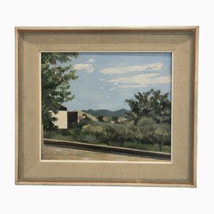 Eugène Louis Martin, Paysage et verger, 1952, Olio su tela, Con cornice