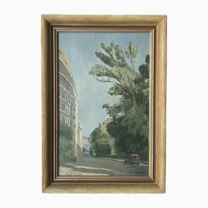 Eugène Louis Martin, Balade avenue William Favre, 1950, Oil on Wood, Framed