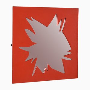 Italienischer Pop Spiegel mit rotem Rahmen, 1975