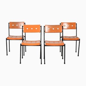 Schweizer Stühle aus Metall & Fiberglas von Stella, 1960, 4 . Set