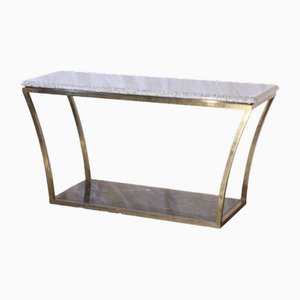 Large Vintage French Console in Brass and Marble by Jean Charles, 1970s