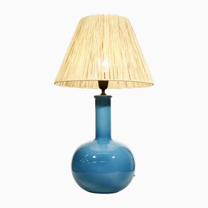 Large Table Lamp Base in Blue Cracked Ceramic by Alvino Bagni, Italy, 1960s