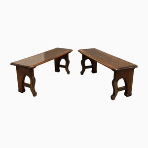 18th Century Benches in Walnut, Italy, Set of 2