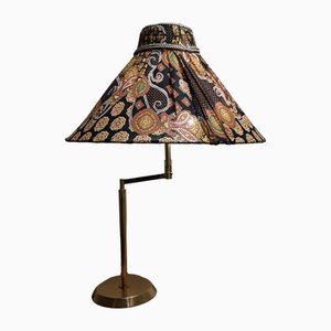 Vintage Adjustable Table Lamp in Brass & Fabric, 1980s
