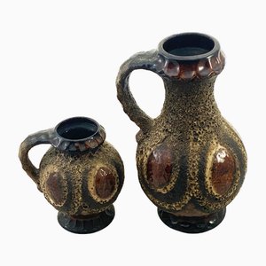 Fat Lava Vases in Brown from Dümler & Breiden, 1970s, Set of 2