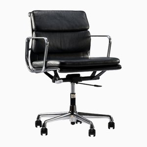 Vintage Adjustable Ea217 Soft Padded Desk Chair in Black Leather by Charles & Ray Eames for Vitra, 1990s