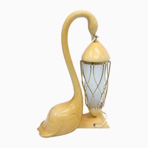 Lampe de Bureau en Forme de Cygne en Cuir attribuée à Aldo Tura, 1960s