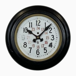 Industrial Black Factory Wall Clock from Siemens, 1930s