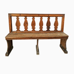 Solid Fir Bench with Column Decorations, 1890s
