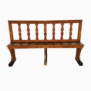 Wooden Bench with Stylized Column Decorations, Early 1900s