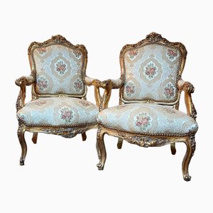 French Chairs with Gilt Wood Frames, Set of 2