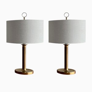 Italian Brass Table Lamps, Set of 2