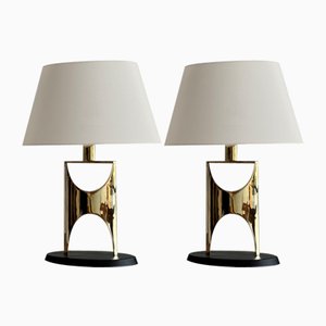 Lampade scultoree in ottone, anni '60, set di 2