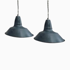 Blue-Black Enamel Lamps, Set of 2
