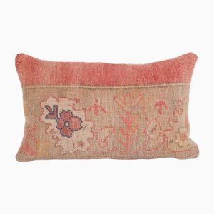 Vintage Turkish Floral Oushak Rug Cushion Cover, 2010s