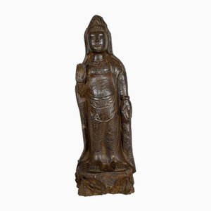 Buddha in pietra nera, Asia, fine 800