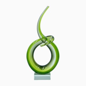Italian Abstract Green Murano Glass Twist Sculpture, 1960s