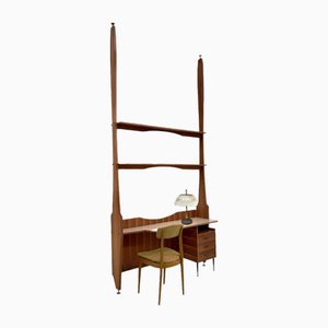 Italienischer Schreibtisch mit Stuhl, 1950er, 2er Set