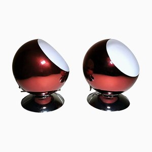 Dutch Space Age Eye Ball Table Lamps in Aluminum from Gepo, 1970s, Set of 2