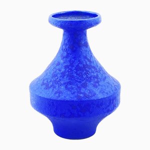 Handglasierte Studio Vase in Brillantblau von Hartwig Heyne, 1970er