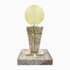 Art Deco Marble Table Lamp from Kámen Praha, 1930s