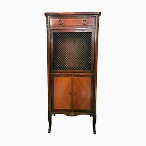 French Louis XV Style Cabinet with Metal Grill and Bronze Decoration, 1870s