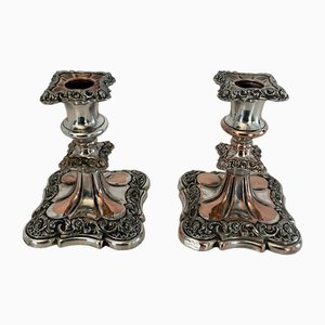 Small Victorian Sheffield Plated Candlesticks, 1880s, Set of 2